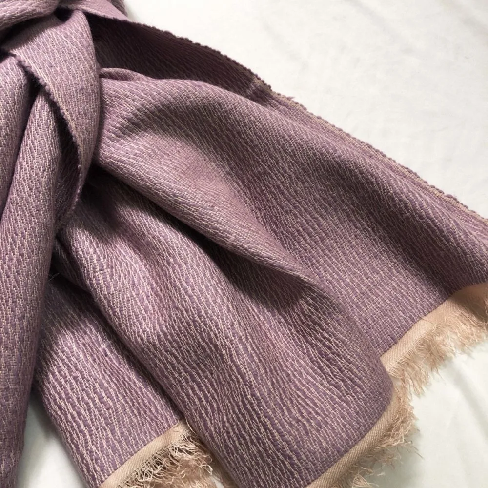 Purple-Peach Colour Silk & Wool Stole