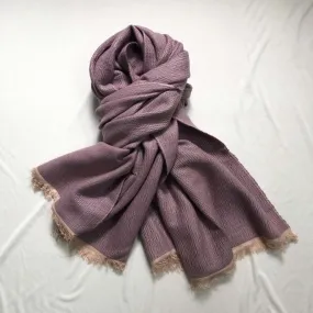 Purple-Peach Colour Silk & Wool Stole