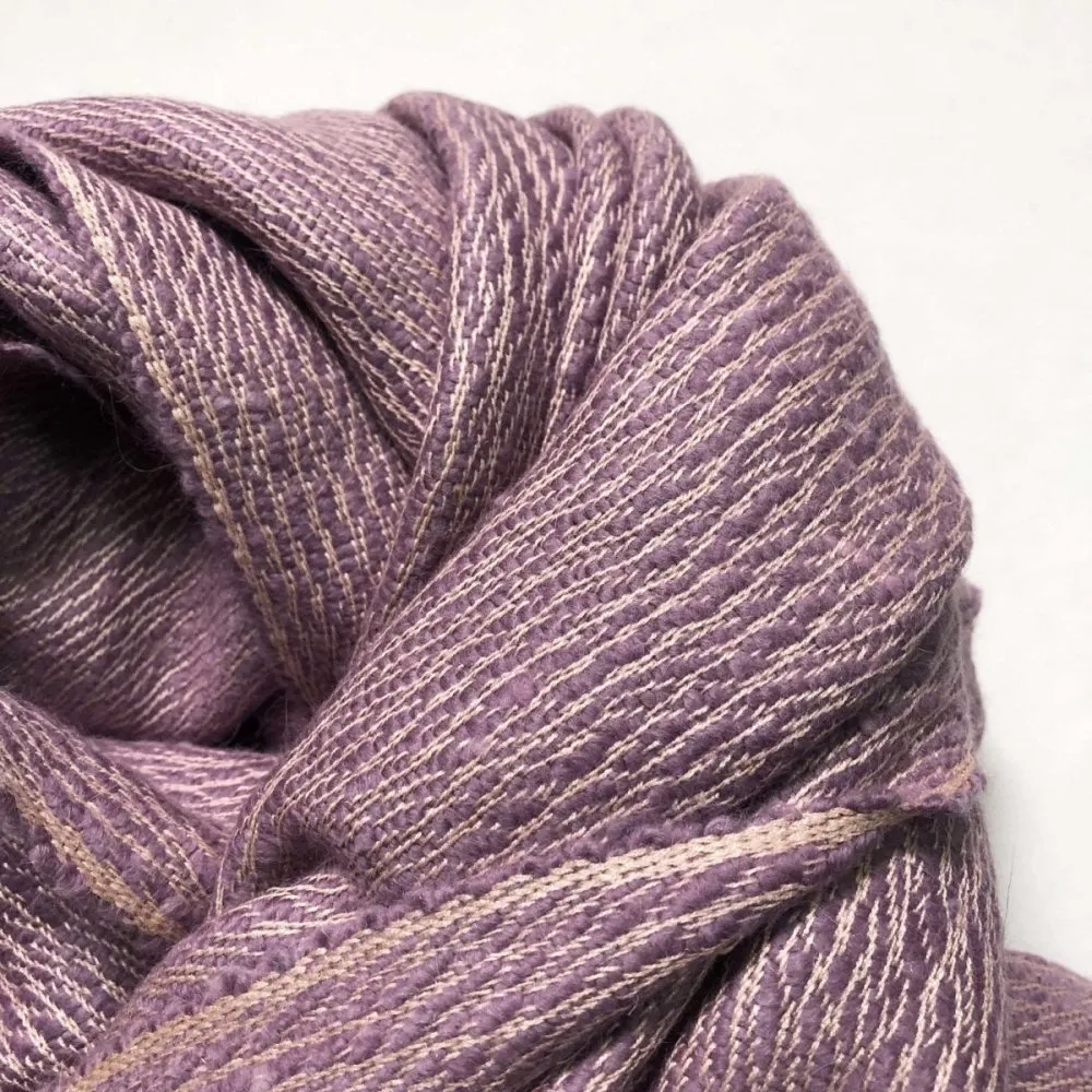 Purple-Peach Colour Silk & Wool Stole