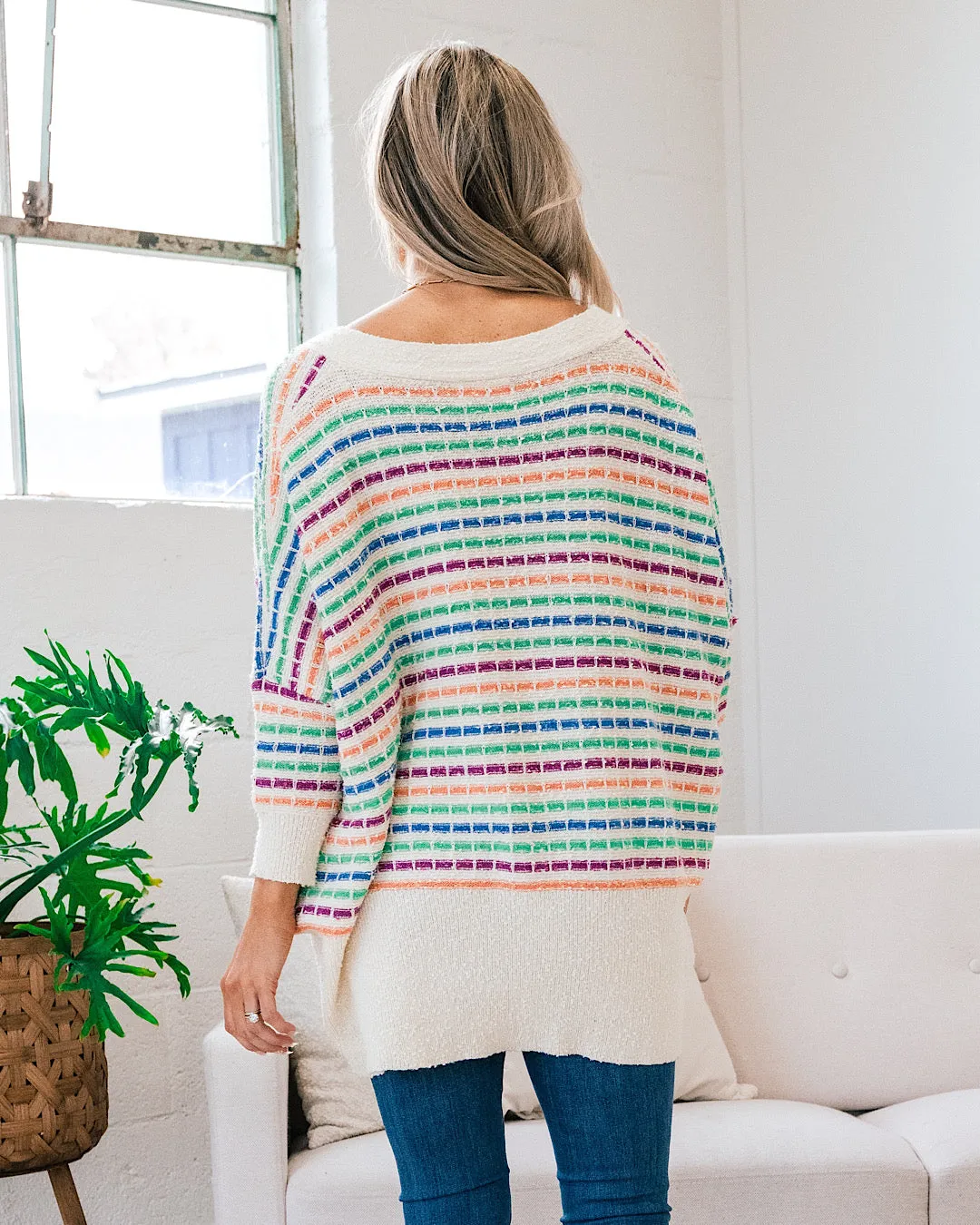 Rainbow Stripe Knitted Cardigan