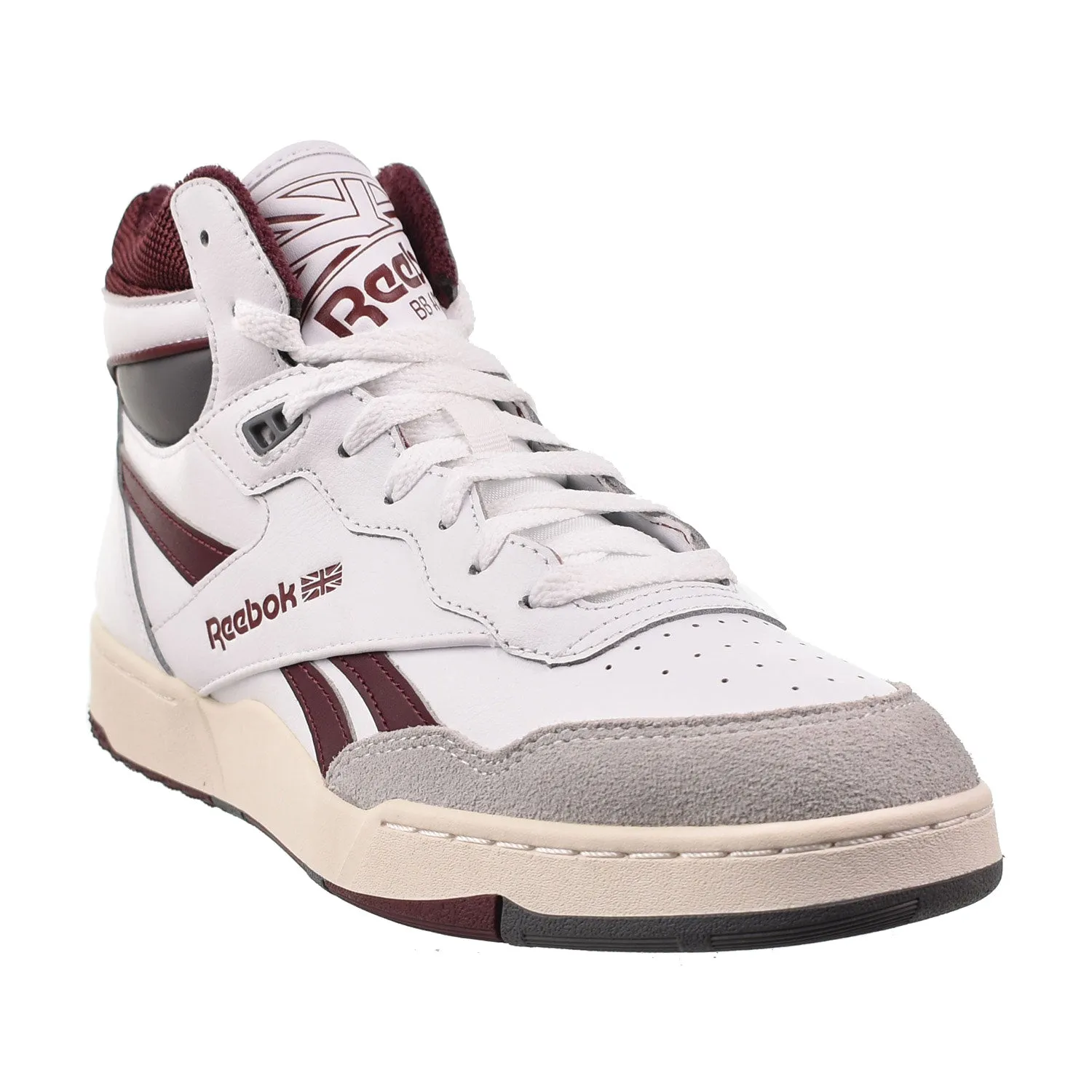 Reebok BB 4000 II Mid Mens Shoes White-Classic Maroon-Pure Grey 6