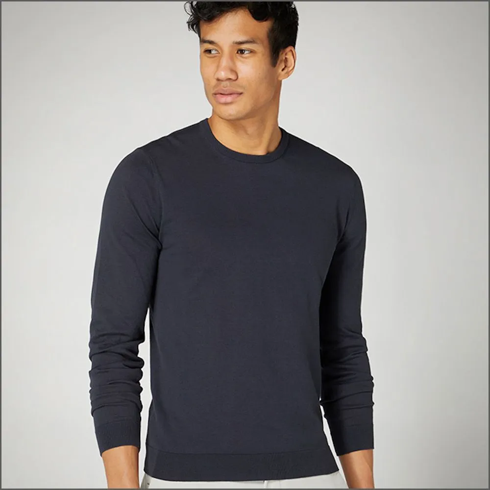 Remus Uomo Cotton Navy Crew Neck Sweater>>