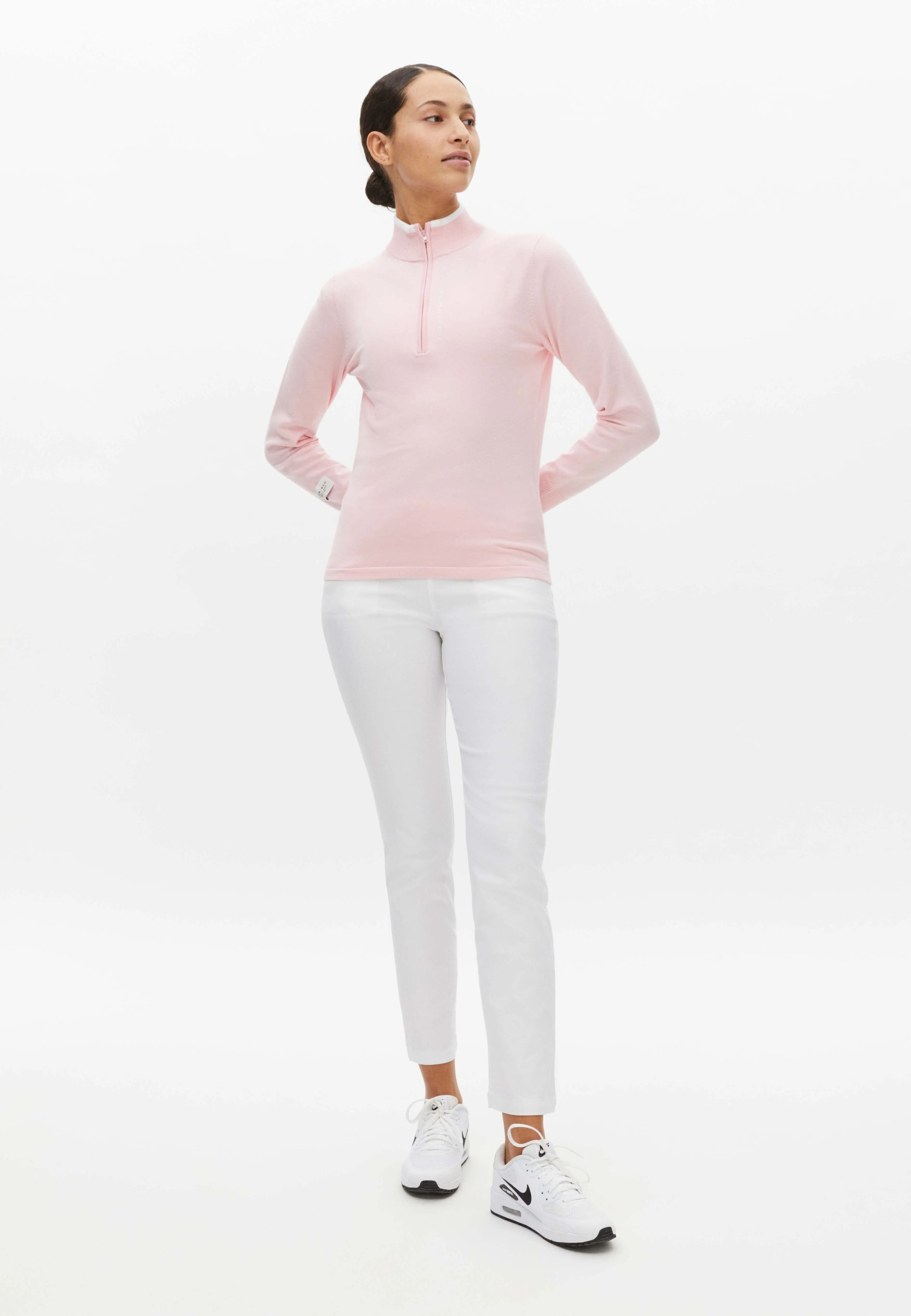 Rhnisch knitted half zip Orchid Pink