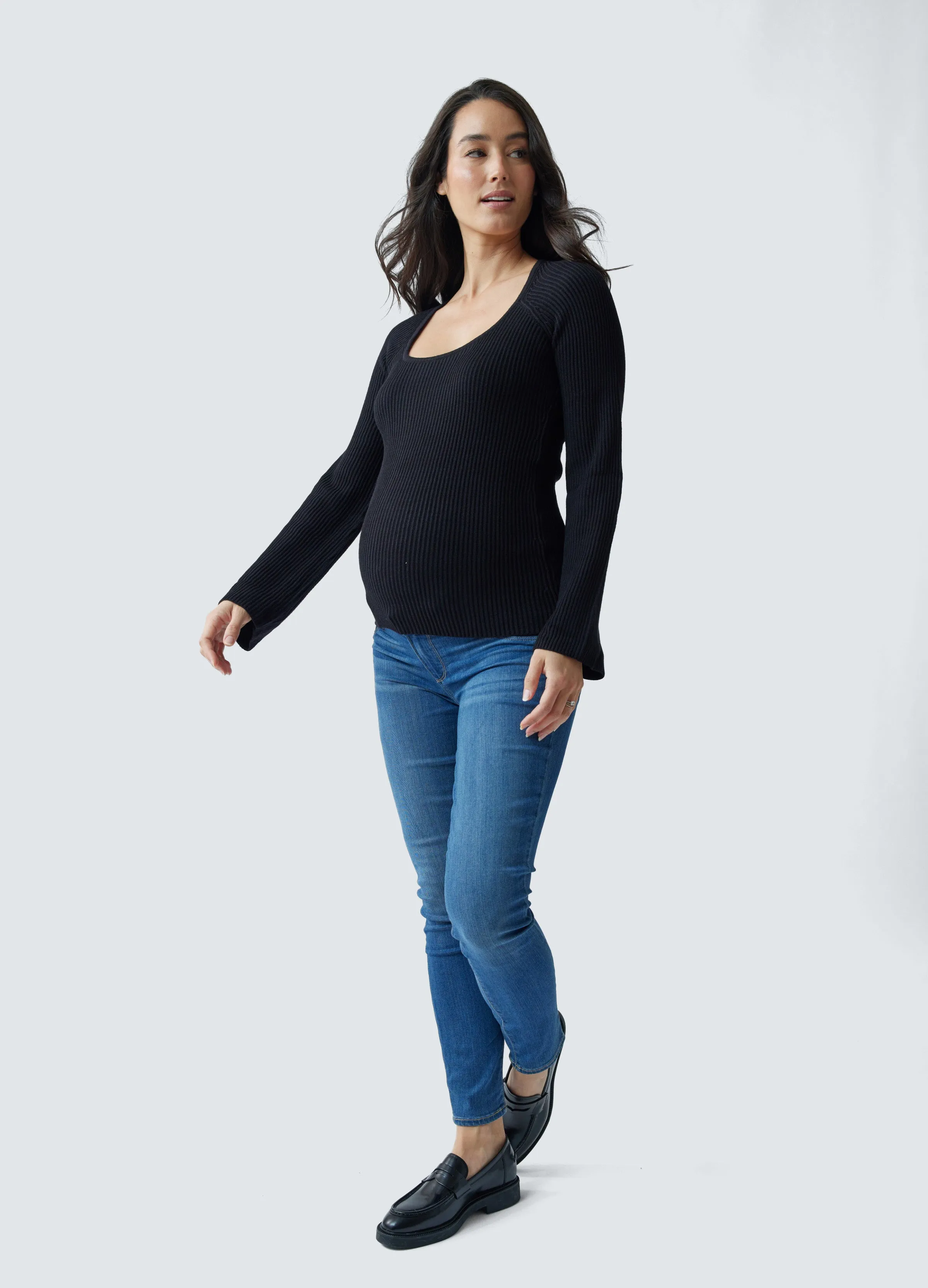 Rib Square Neck Maternity Sweater