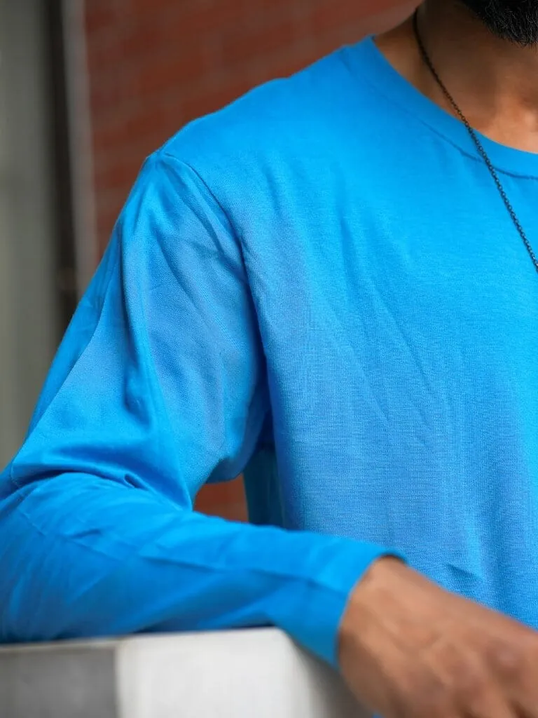 Round Neck Sea Blue Full Sleeve