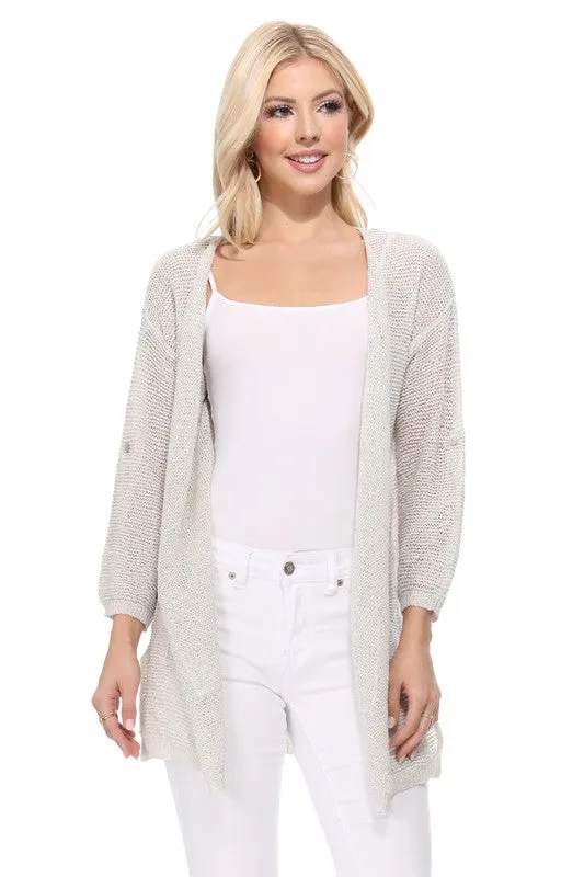 See Through Stitch Sweater Long Cardigan