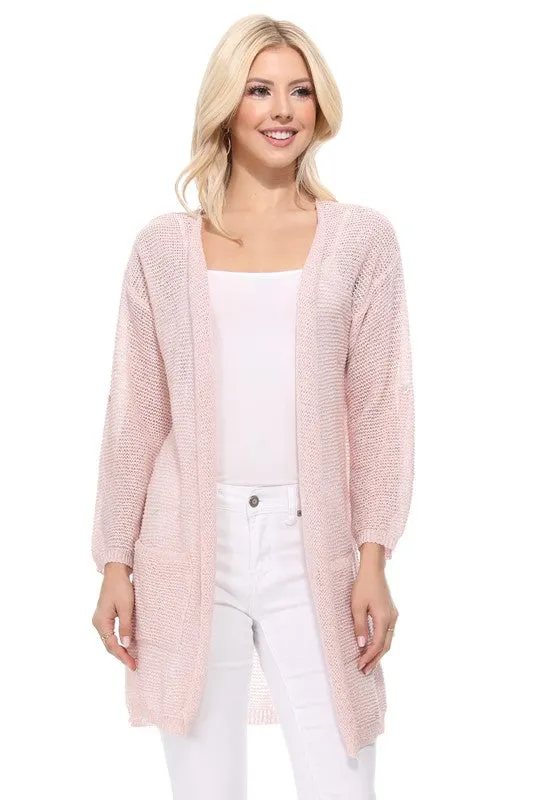 See Through Stitch Sweater Long Cardigan