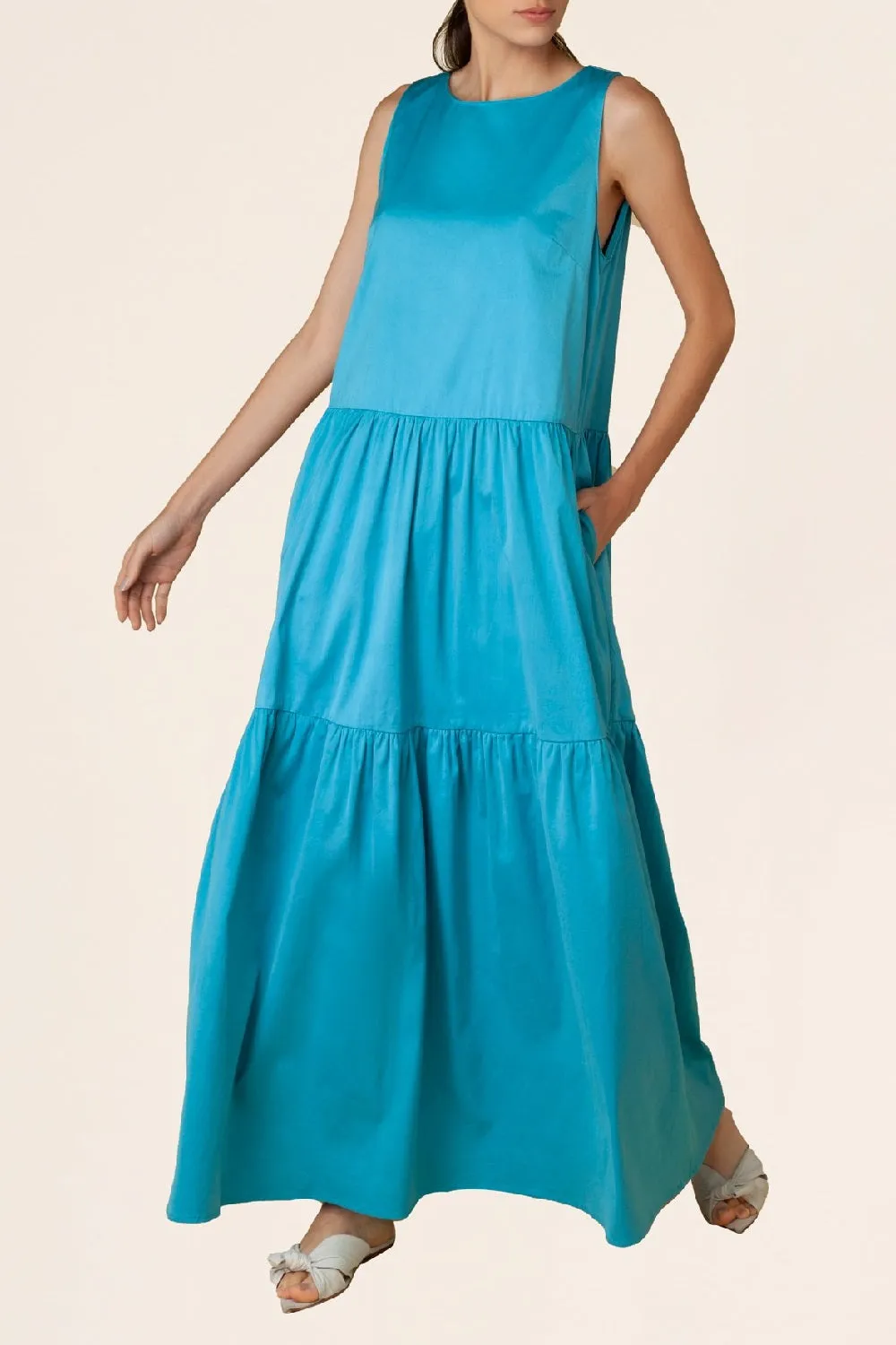 Solid Frilled Long Dress