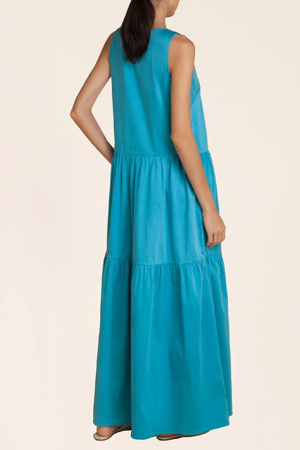 Solid Frilled Long Dress