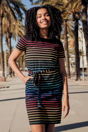 Terri Jersey Mini Dress - Black, Night Rainbow