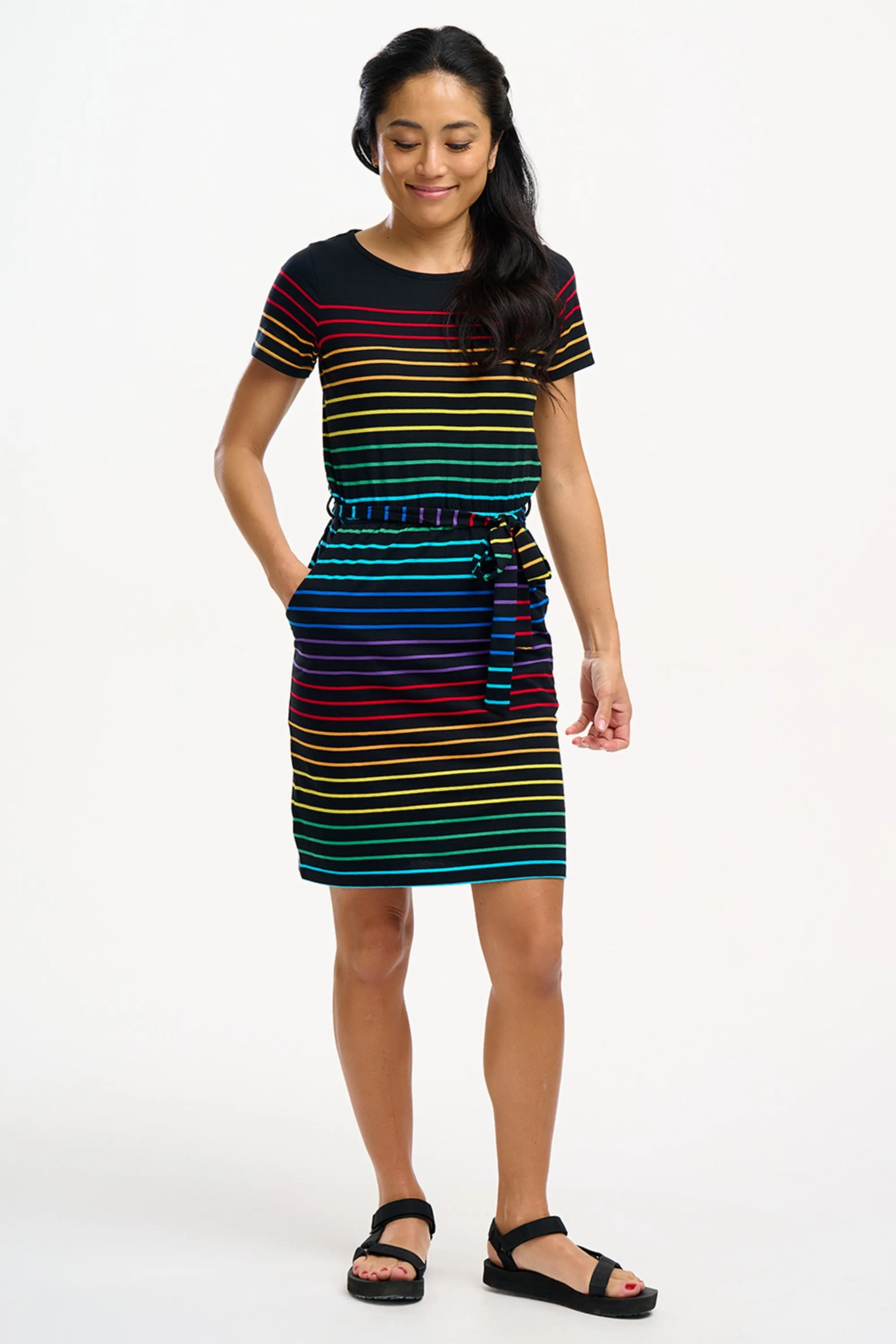 Terri Jersey Mini Dress - Black, Night Rainbow