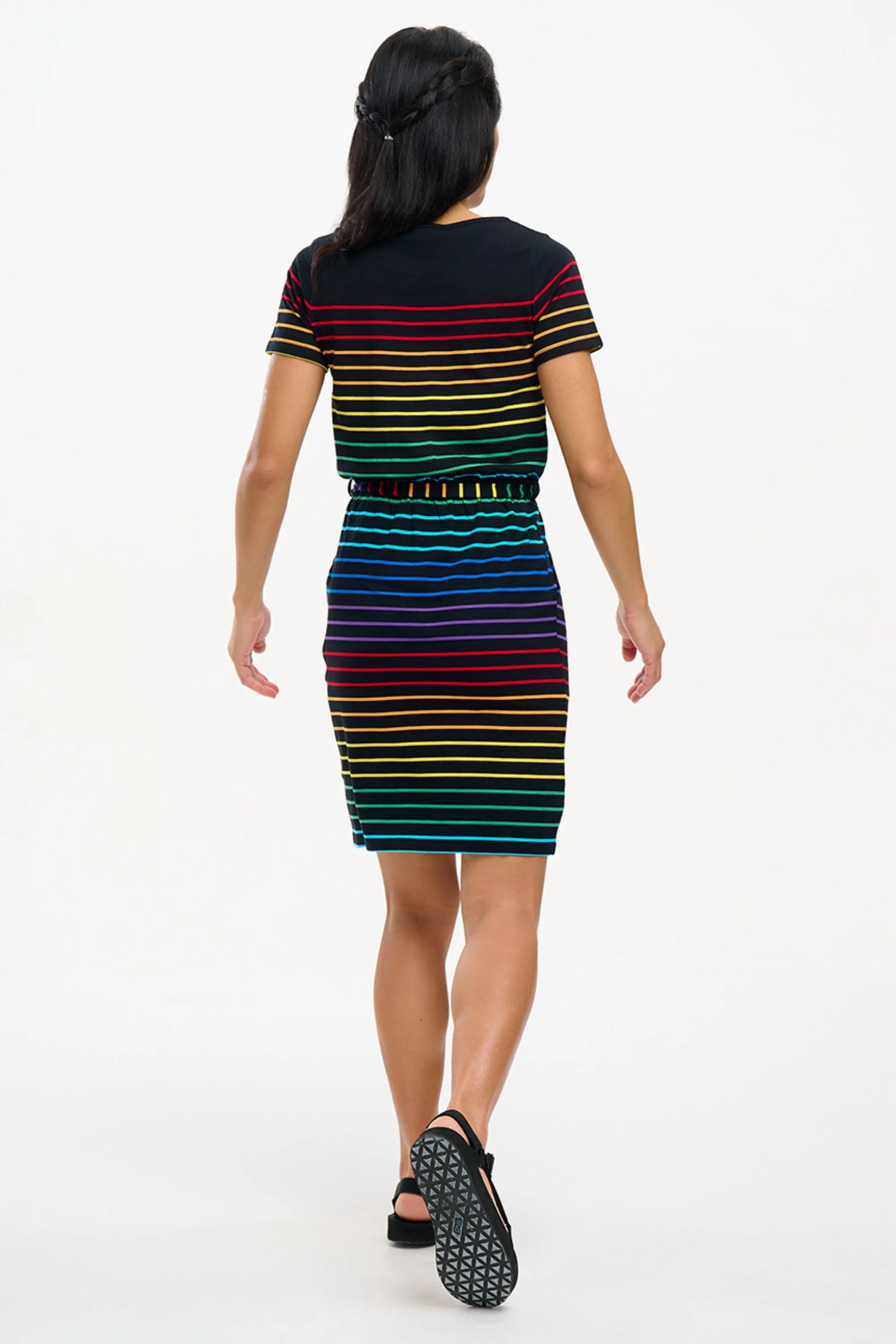 Terri Jersey Mini Dress - Black, Night Rainbow