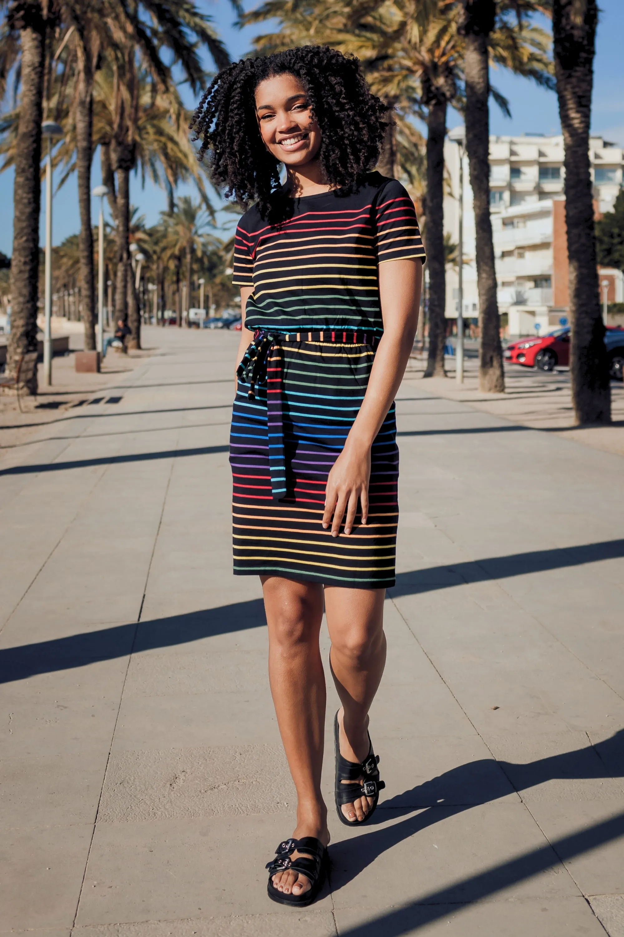 Terri Jersey Mini Dress - Black, Night Rainbow