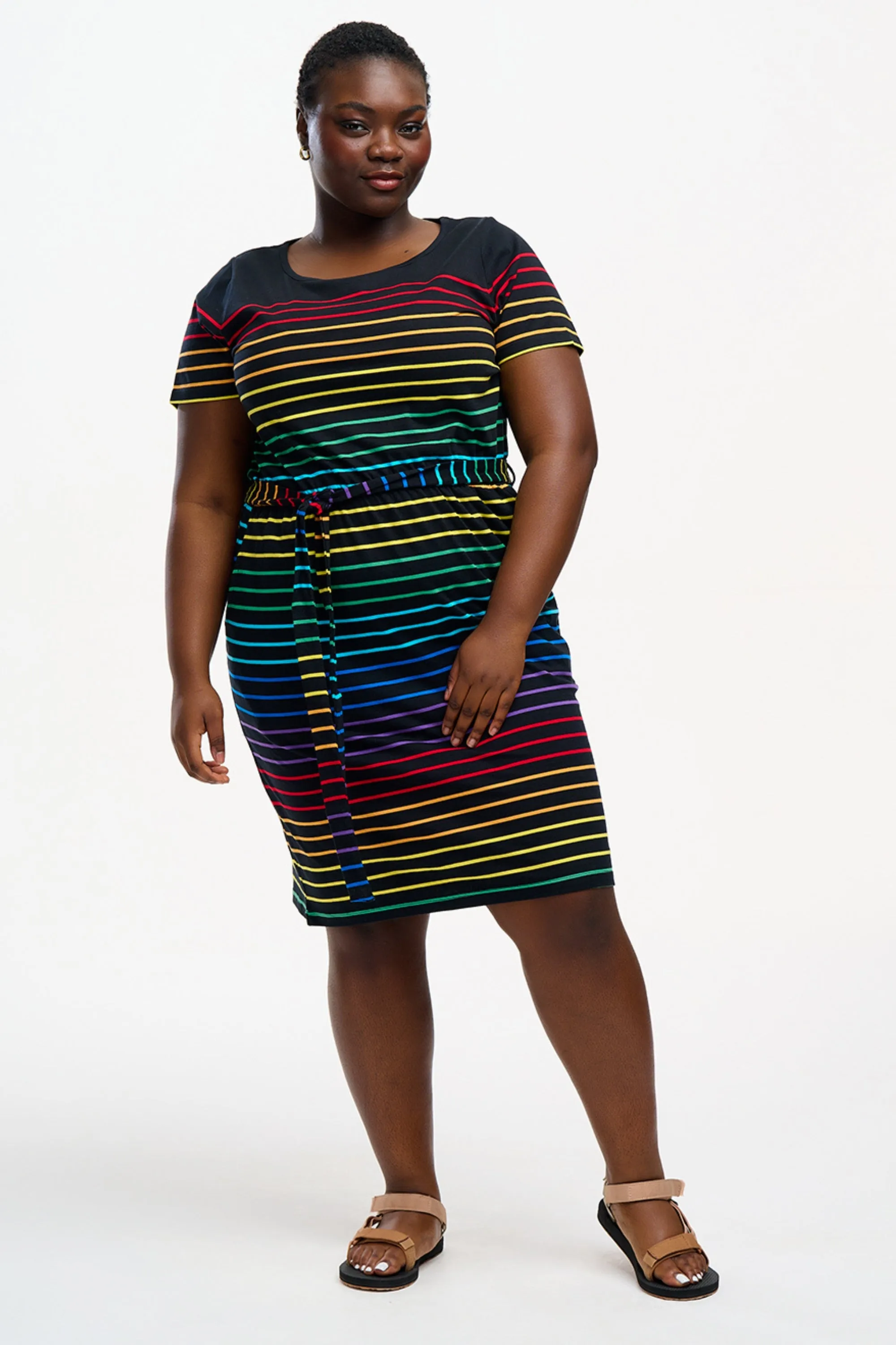 Terri Jersey Mini Dress - Black, Night Rainbow