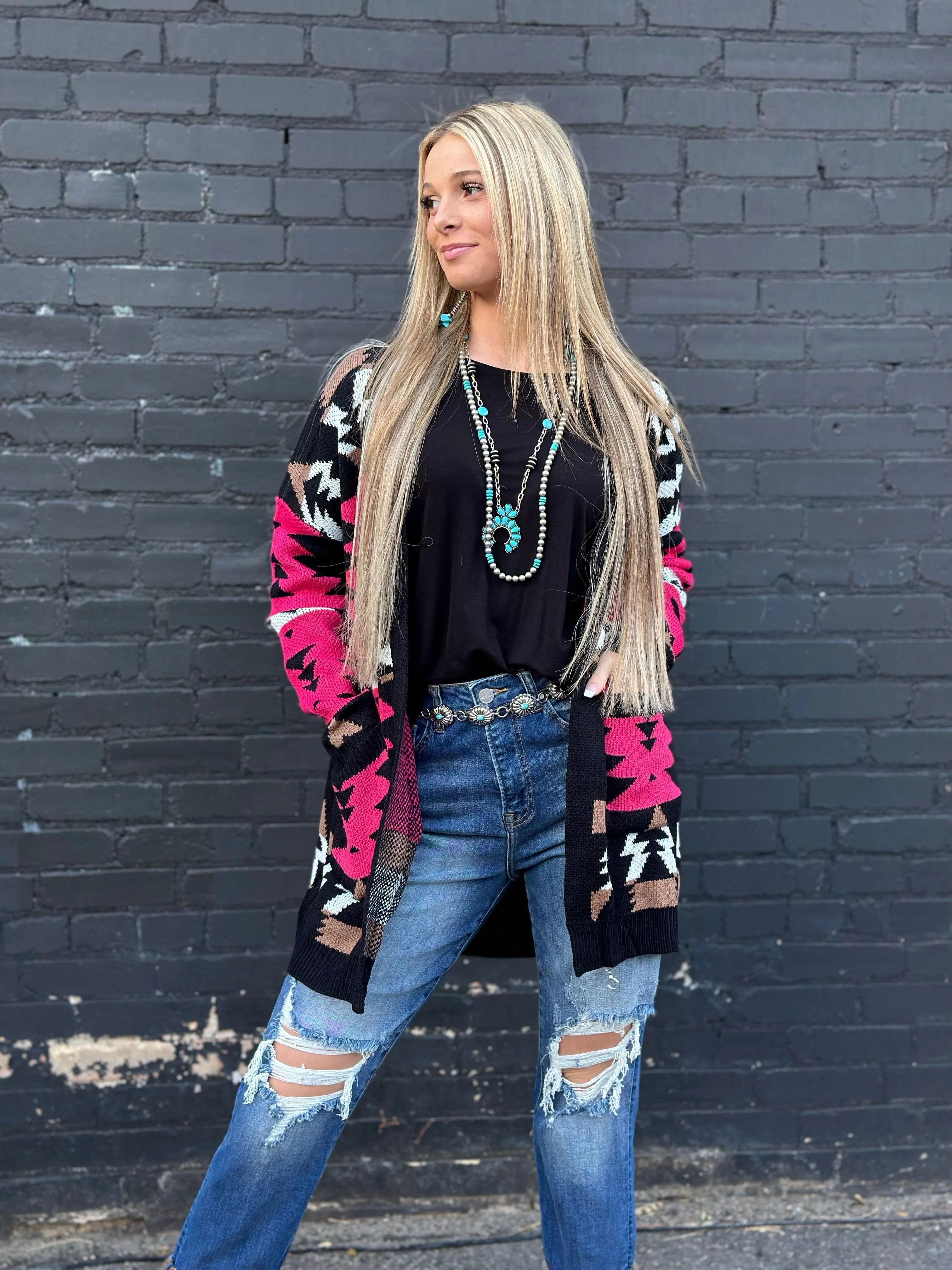 The Aztec Pink Painted Pony Cardigan Sweater