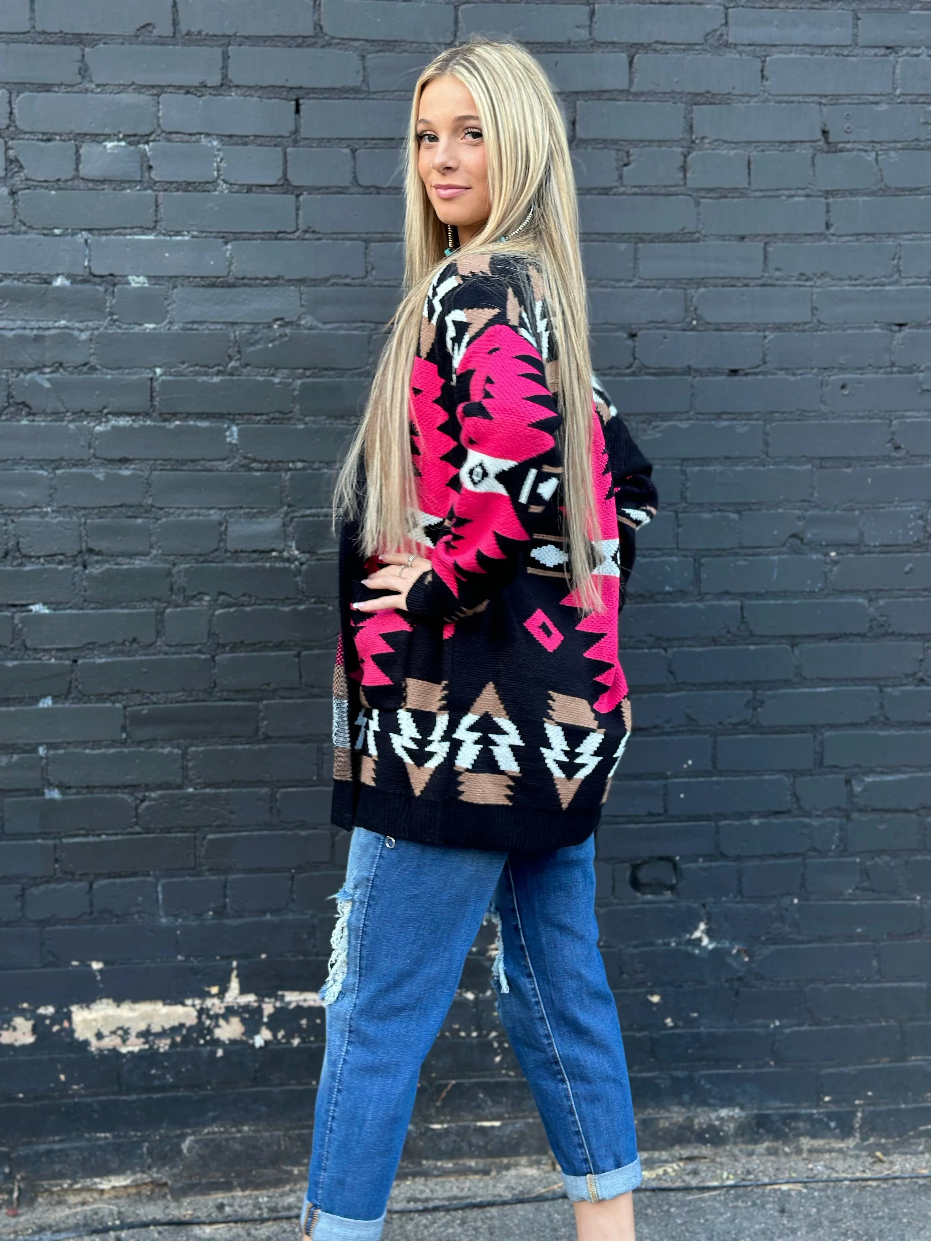 The Aztec Pink Painted Pony Cardigan Sweater