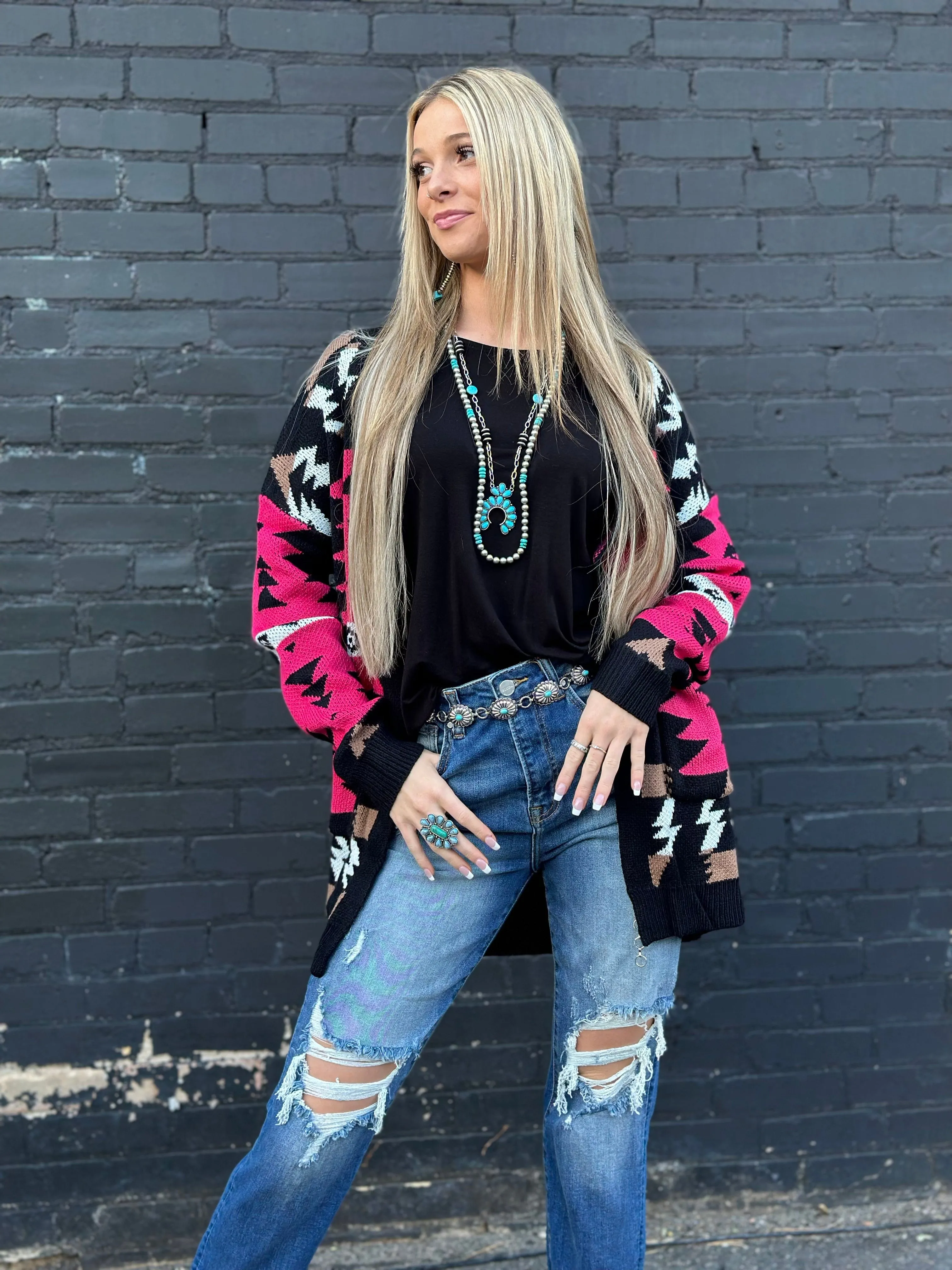 The Aztec Pink Painted Pony Cardigan Sweater