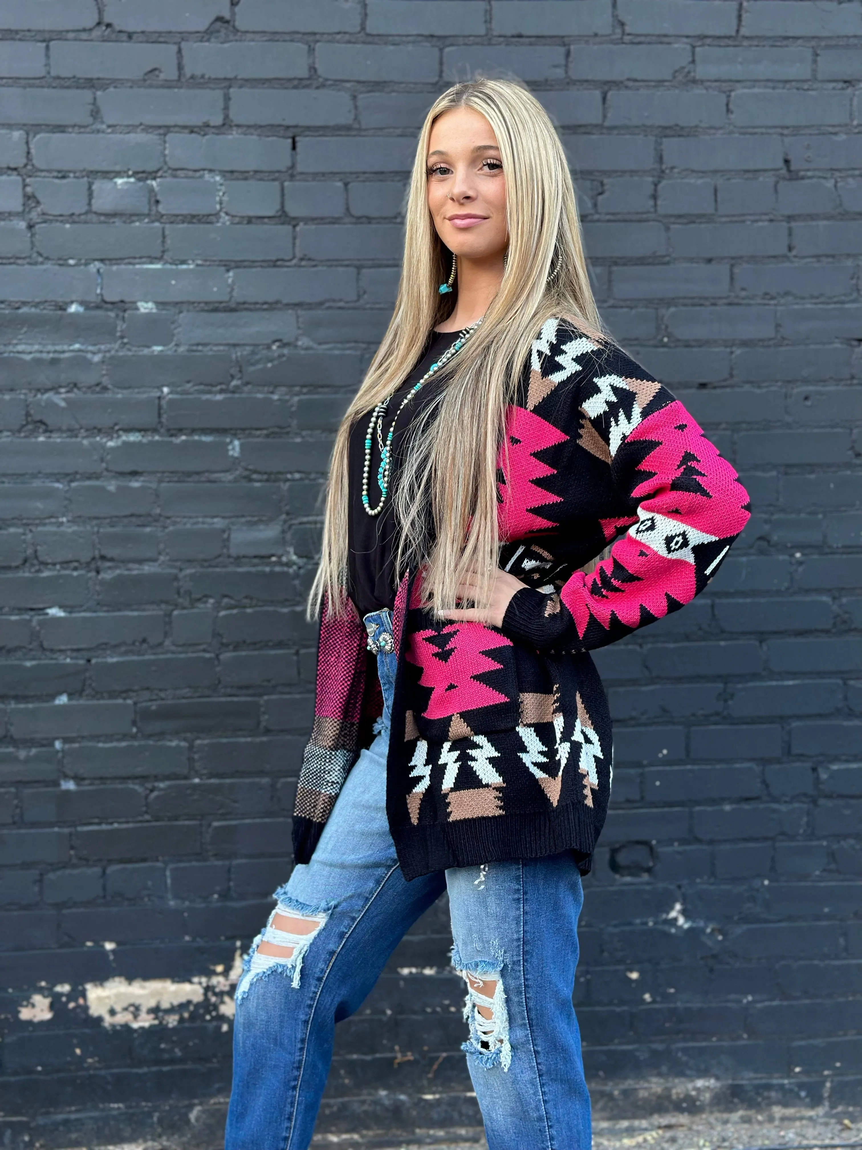 The Aztec Pink Painted Pony Cardigan Sweater