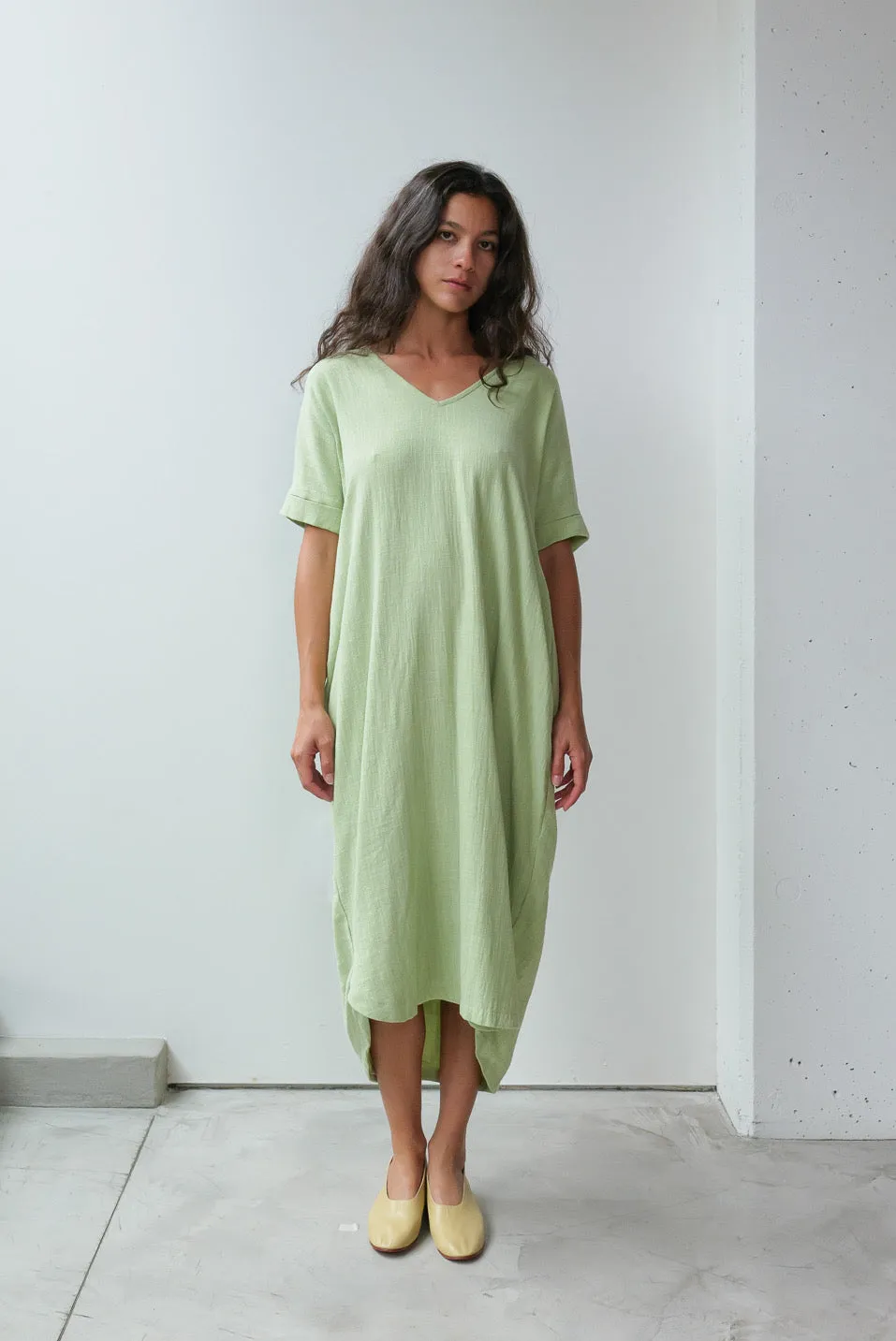 V-neck Relax Long Dress - Cotton