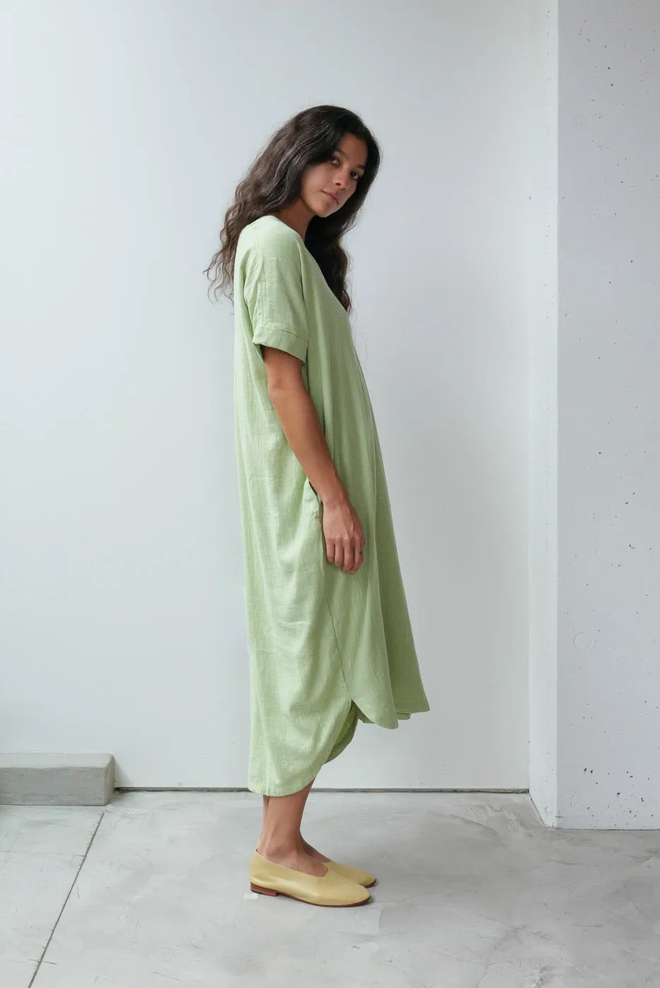 V-neck Relax Long Dress - Cotton