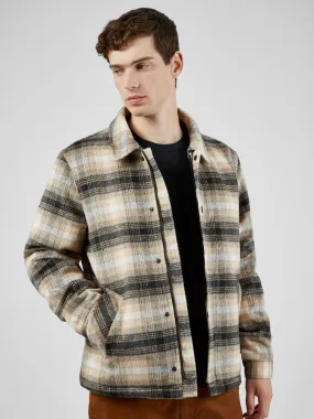 Wool Blend Check Coach Jacket