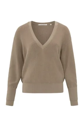 YAYA Affogato Brwn V-neck Sweater Ls